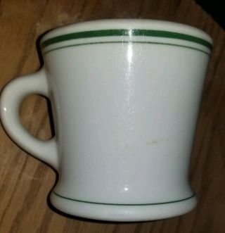 Antique 1940s/50s Carr China Grafton Wv White - Green Stripe Shaving Mug