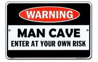 Warning Man Cave Metal Sign For Fan Of Automobile Motorcycle Repair Shop