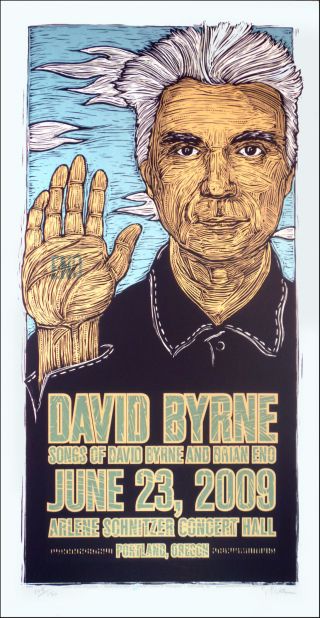 David Byrne Poster Brian Eno Signed Silkscreen By Gary Houston