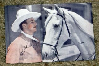 1930s Hollywood Fan Photo Tinted Lithograph John Wayne And Duke 111