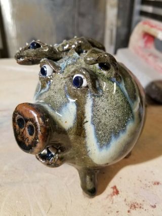 Catawba Valley Pottery Dotted Reptile Piggy Bank Face Jug Michael Ball Southern