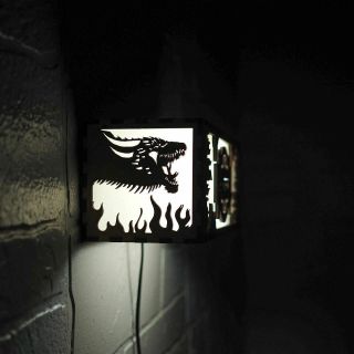 Game of Thrones Wall Mounted Night Lamp - Fire and Ice - Personalized wood gift. 2
