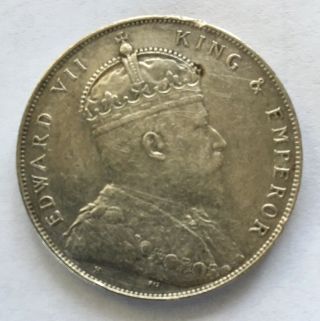 1907 Straits Settlements King Edward Vii Silver Coin - One 1 Dollar