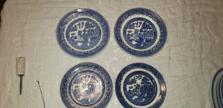 China From England Blue And White Mismatched 4 Piece Plates