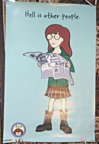 Vtg 1998 Daria Poster " Hell Is Other People " Mtv Beavis&butthead ░░░░░░░░░░░░░░░