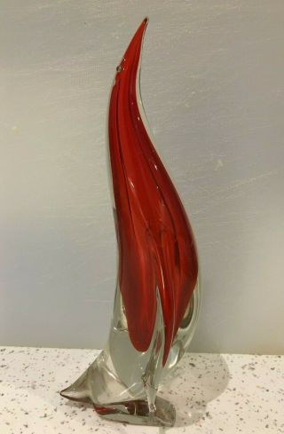 Vintage Murano Cenedese Red Sommerso Art Glass Penguin