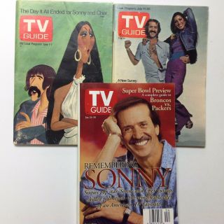 Tv Guides - Sonny & Cher - Set Of 3 Issues - 1973,  1974 & 1998 -