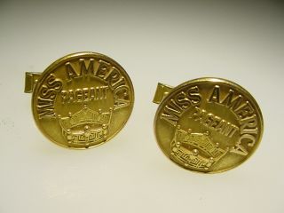 Rare Vintage 1/20 12k Gold Filled Miss America Pageant Cufflinks By Schoppy