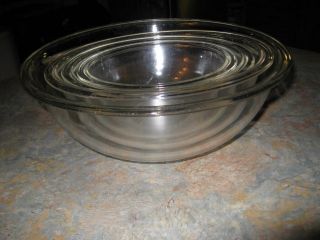 Vintage Pyrex Set Of 4 Clear Glass Nesting Mixing Bowls