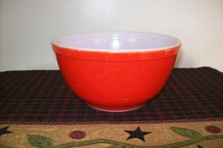 Vintage Pyrex Primary Red Mixing Bowl 402 1.  5 Quart Thick Rim 1940 ' s 2