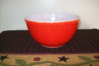 Vintage Pyrex Primary Red Mixing Bowl 402 1.  5 Quart Thick Rim 1940 ' s 3