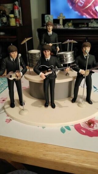 Beatles Ed Sullivan Figure Set Of 4 With Instruments On Stage 1994 No Box