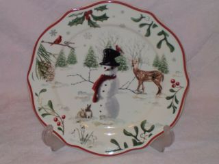 “winter Forest” Better Homes & Gardens Salad Plate Snowman Deer Cardinal - 8 3/4 "