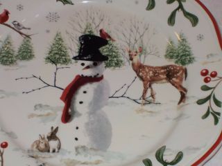 “WINTER FOREST” Better Homes & Gardens Salad Plate Snowman Deer Cardinal - 8 3/4 