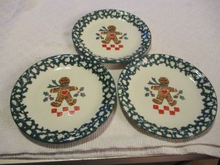 Set Of 3 Tienshan Folkcraft Gingerbread Salad Plates 7 3/4 " Diameter