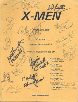 X - Men Cast - Signed Production Script From The Fox Kids Network Animated Series
