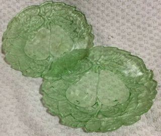 2 Vintage Indiana Avocado Sweet Pear Green Depression Glass Bread Butter Plates