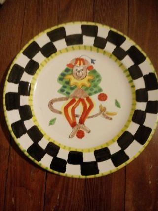 Anne Hathaway Present Tense Monkey Business Plate It 9 3/4 " Italy Hand Painted