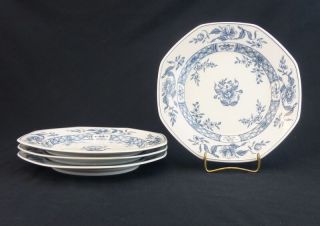 Villeroy And Boch China Blue Set Of 4 Dinner Plates 10 " Floral Heinrich Germany