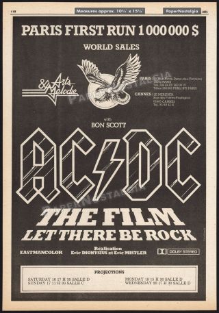Ac/dc The Film: Let There Be Rock_orig.  1981 Trade Ad Promo / Poster_bon Scott