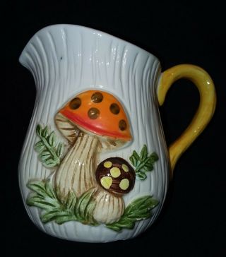 Vintage Ceramic Hand Painted Miniature Mushroom Pitcher/creamer