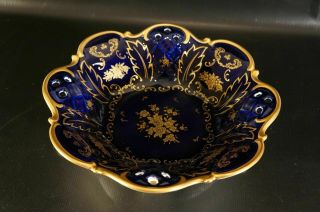 Vintag Reichenbach German Echt Kobalt Fine China Cobalt Blue Gold 11 " Bowl Dish