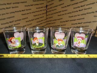 Set Of 4 " I Love Lucy " Shot Glasses - Lucy - 2011 Cbs Lucille Ball Inc.