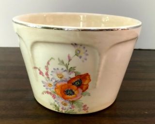 Vintage Universal Potteries Oven Proof Small Bowl Silver Rim Poppy Design