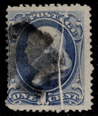 1879 Us Sc 182 - 1c Franklin With Vertical Pre - Printing Paper Fold,