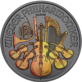 Austria 2018 Wiener Philharmoniker 1 Oz Gold Hologram Finish Silver Coin 500pcs