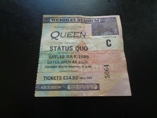 Queen /status Quo Concert Ticket Wembley Stadium 12 July 1986