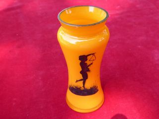 Bohemian Czech Orange Tango Art Glass Vase 1930 