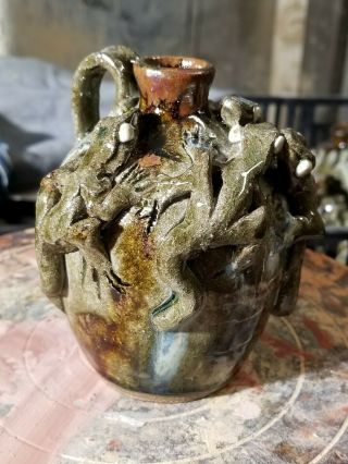 Catawba Valley Pottery Five Lizard Face Jug Michael Ball Southern Folk Art
