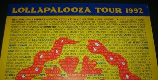 1992 Lollapalooza Poster Chili Peppers,  Pearl Jam,  Soundgarden 2