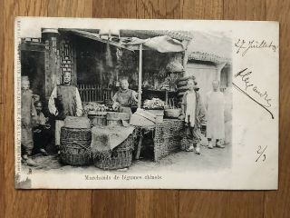 China Old Postcard Chinese Men Sellers To France 1901