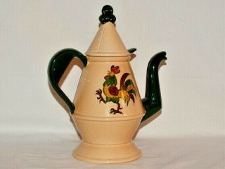 Vtg Mid - Century Metlox Poppytrail Green Rooster Coffee Tea Pot Carafe Pitcher