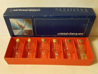 6 Vintage Boxed Cristal D’arques 24 Lead Crystal Wine/sherry Glasses “versaille