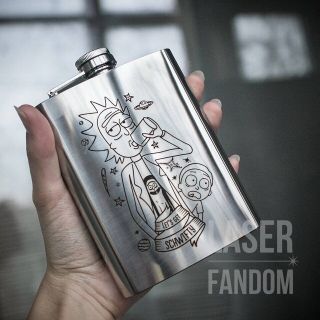 Rick and Morty inspired steel flask / Pickle Rick engraved hip flask 2