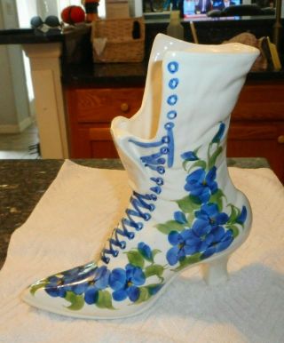 Vintage Cash Family Hand Painted Victorian Boot Vase/planter