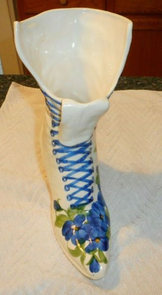 Vintage CASH FAMILY Hand Painted Victorian BOOT VASE/PLANTER 2