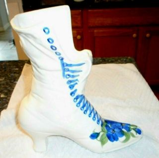 Vintage CASH FAMILY Hand Painted Victorian BOOT VASE/PLANTER 3