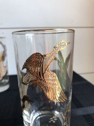 Vintage Libbey Golden Mallard Highball Cocktail Glasses Barware 24 K gold 2