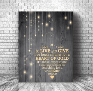 Heart Of Gold By Neil Young - Song Lyric Music Artwork Canvas Plaque Wall Decor