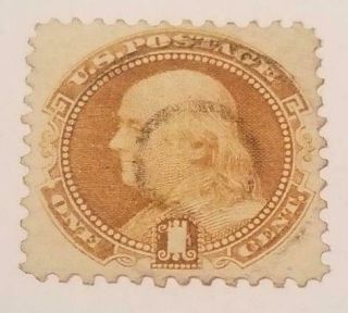 Rare Ben Franklin 1 Cent Stamp 1869 Grilled Scott 112