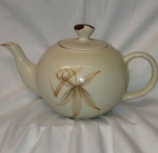 Winfield Usa Passion Flower Teapot & Lid 50 Oz Pink Flowers Brown Leaves
