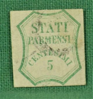 Parma Italy Stamp 1859 5c Yellow Green Sg 27 (h81)