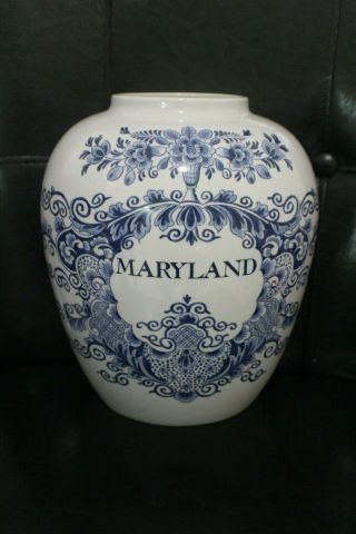 Large Holland Delft Royal Goedewaagen " Maryland " Porcelain Tobacco Jar 200.