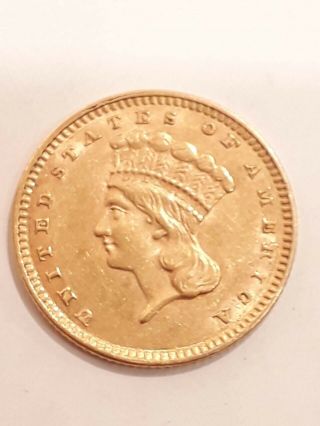 1857 Indian Princess Head Gold Dollar Us $1 Type 3 T - 3 Au