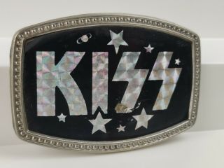 Vintage KISS Metal BELT BUCKLE Prism Band Logo Rock Roll RARE  3