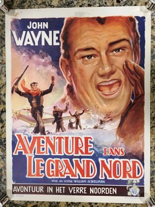 Island In The Sky 1950s Belgian Movie Poster John Wayne 14x20 Ediamah